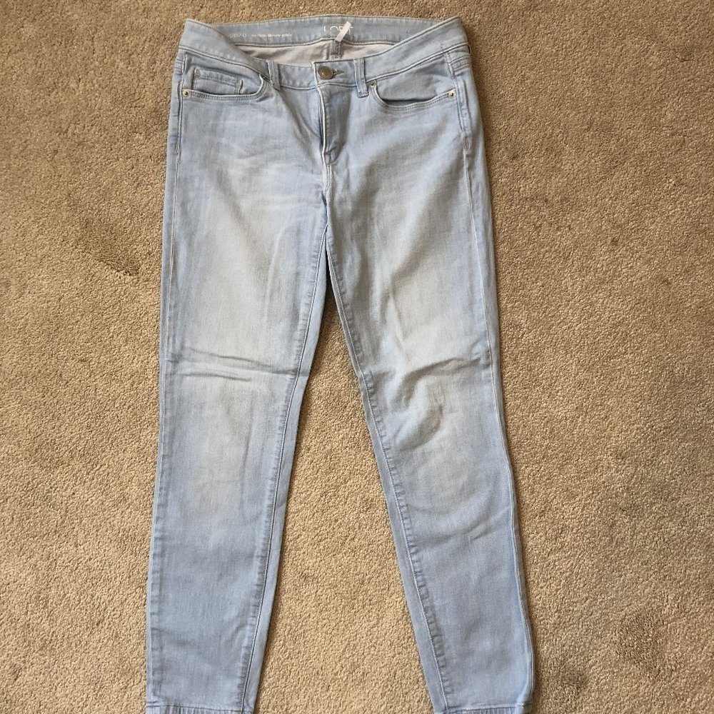 Ann Taylor LOFT Women Light Blue Jeans Denim Modern Skinny Ankle Size 28/6